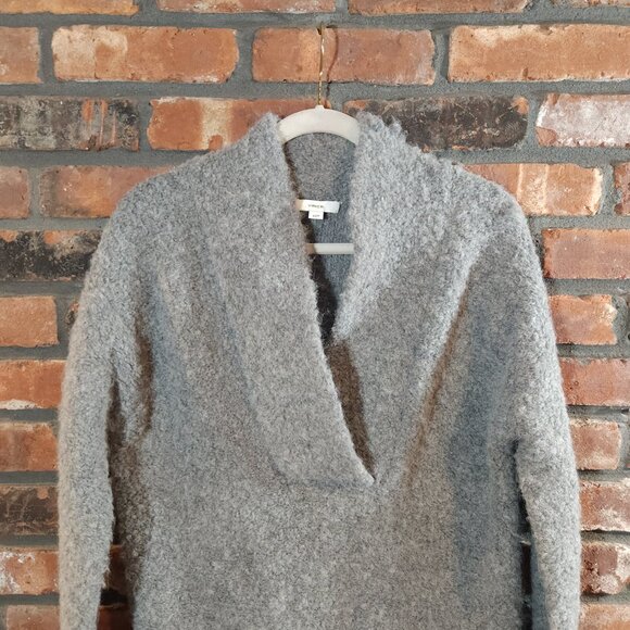 Vince Gray Crimped Shawl Collar Sweater Cozy Oversized Alpaca Blend Women's XS - Picture 6 of 10